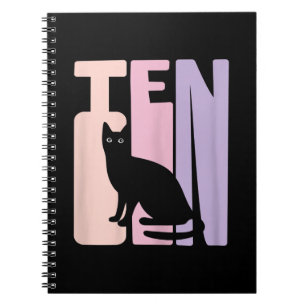 10th Birthday Gift Cute Cat Fan 10 Years old Notebook