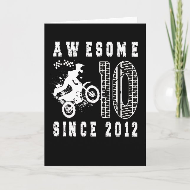 10th Birthday Gift Dirt Bike Boy Born in 2012 Card (Front)
