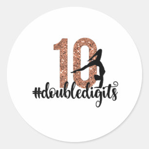 10th Birthday Gift Double Digits Girls Gymnastics Classic Round Sticker