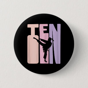 10th Birthday Gift Karate Retro Taekwondo Martial  6 Cm Round Badge