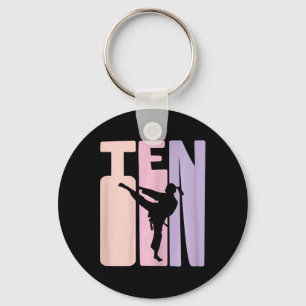 10th Birthday Gift Karate Retro Taekwondo Martial Key Ring