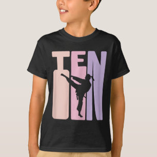 10th Birthday Gift Karate Retro Taekwondo Martial  T-Shirt