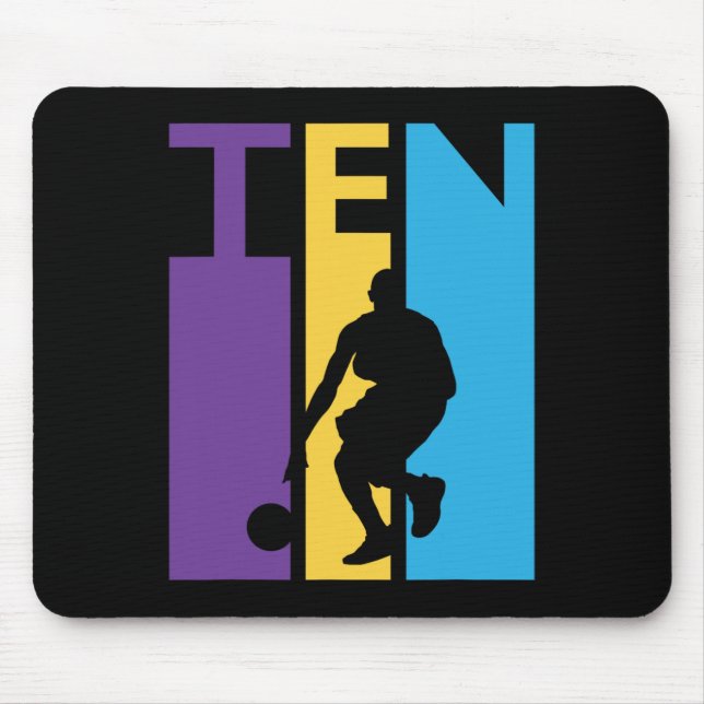 10th Birthday Gift Ten Colourful Basketball 10 Yea Mouse Pad (Front)
