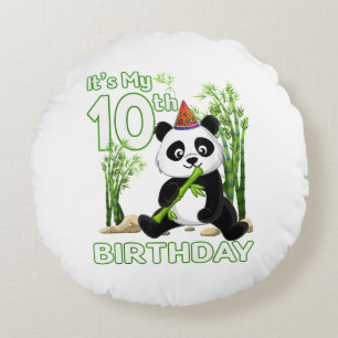 10th Birthday Gifts 10 Years Old Party Animal Pand Round Cushion
