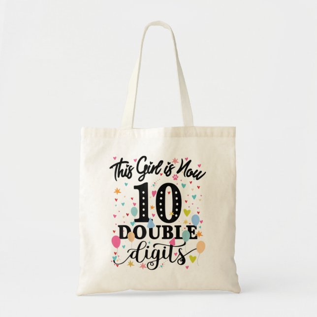 10th Birthday Gifts This Girl Is Now 10 Double Dig Tote Bag (Front)