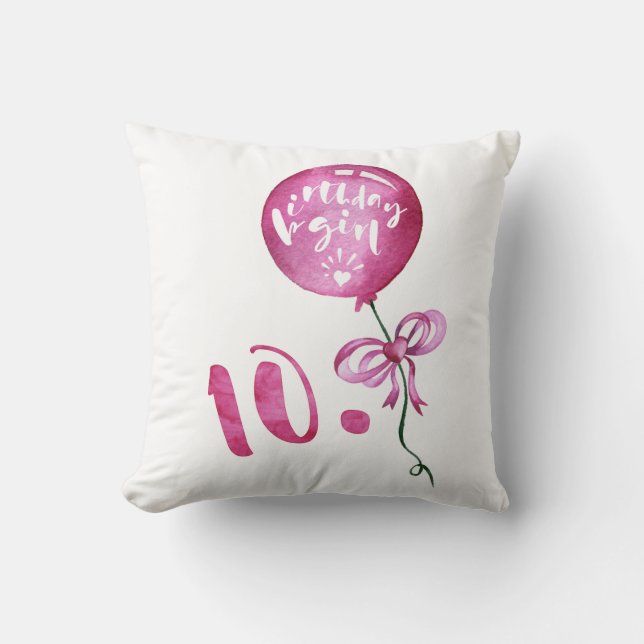 10th Birthday Girl, Anniversary Girls Gifts Cushion (Front)