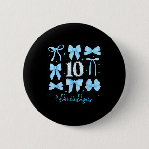 10th Birthday Girl Blue Coquette Bow 10 Year Old A 6 Cm Round Badge