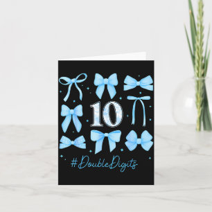 10th Birthday Girl Blue Coquette Bow 10 Year Old A Card