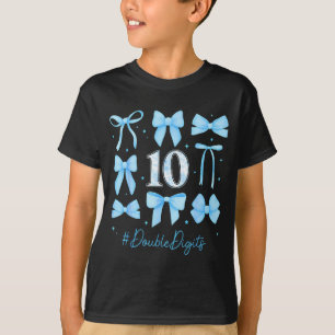 10th Birthday Girl Blue Coquette Bow 10 Year Old A T-Shirt