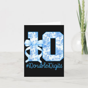 10th Birthday Girl Blue Coquette Bow 10 Year Old Card