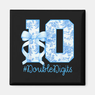 10th Birthday Girl Blue Coquette Bow 10 Year Old Magnet
