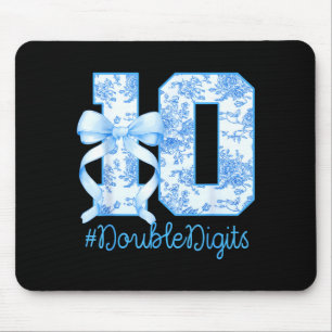 10th Birthday Girl Blue Coquette Bow 10 Year Old  Mouse Pad
