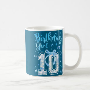 10th Birthday Girl Blue Toile Coquette Bow 10 Year Coffee Mug