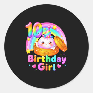 10th birthday girl dumpling kawaii pastel anime 10 classic round sticker