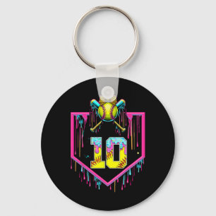 10th Birthday Girl Ice Cream Softll Drip Coquette  Key Ring