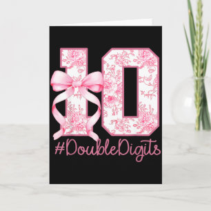 10th Birthday Girl Pink Coquette Bow 10 Year Old A Card
