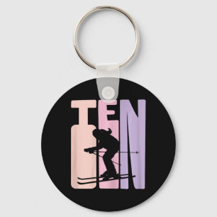 10th Birthday Girl Retro Ski Lover Skier 10 Years Key Ring