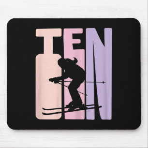 10th Birthday Girl Retro Ski Lover Skier 10 Years  Mouse Pad