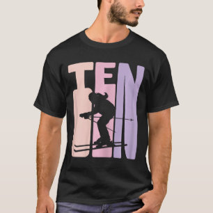 10th Birthday Girl Retro Ski Lover Skier 10 Years T-Shirt