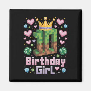 10th Birthday Girl Shirt Gaming Pixel Party 10 Yea Magnet