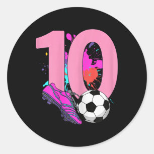 10th Birthday Girl Soccer Player Footll 10 Years O Classic Round Sticker