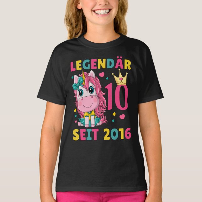 10th Birthday Girl Unicorn Legendary Since 2012 T-Shirt (Front)
