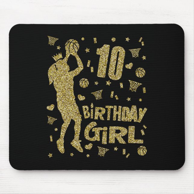 10th Birthday Girls Basketball Fans Player Age Ten Mouse Pad (Front)