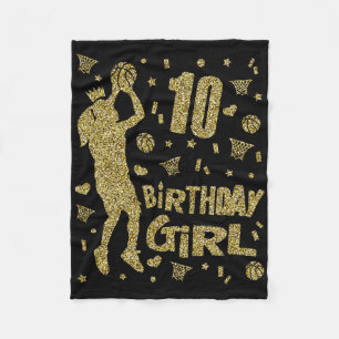 10th Birthday Girls Bysketbyll Fans Player Age Ten Fleece Blanket