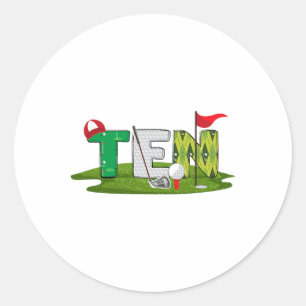10th Birthday Golf Theme 10 Year Old Kids Sport Pa Classic Round Sticker