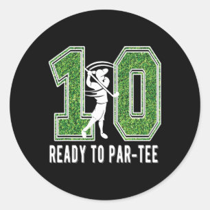 10th Birthday Golfer Boy Ten Year Old Golf Player  Classic Round Sticker