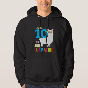 10th Birthday I Am 10 And Llamazing Llama Lover Hoodie