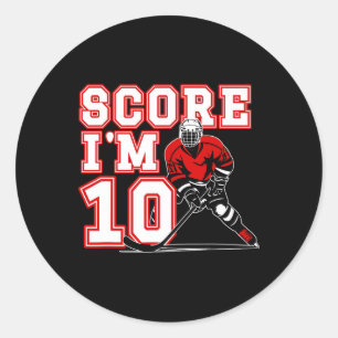 10th Birthday Ice Hockey Boy Ten Year Old Ice Hock Classic Round Sticker
