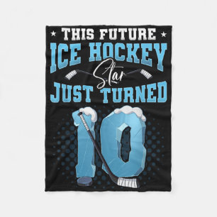 10th Birthday Ice Hockey Fleece Blanket