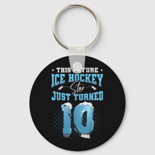 10th Birthday Ice Hockey Key Ring