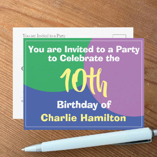 10th Birthday Invitation Postcard