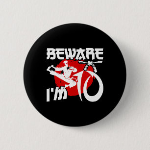 10th Birthday Karate 10 Year Old Karate Birthday  6 Cm Round Badge