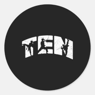 10th Birthday Karate Fighter 10 Year Old Girls Boy Classic Round Sticker
