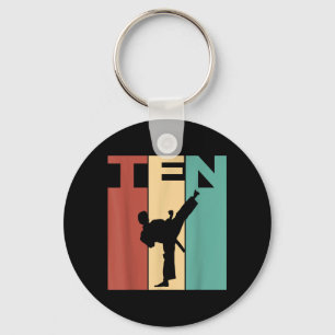 10th Birthday Karate Taekwondo Theme 10 Year Old Key Ring
