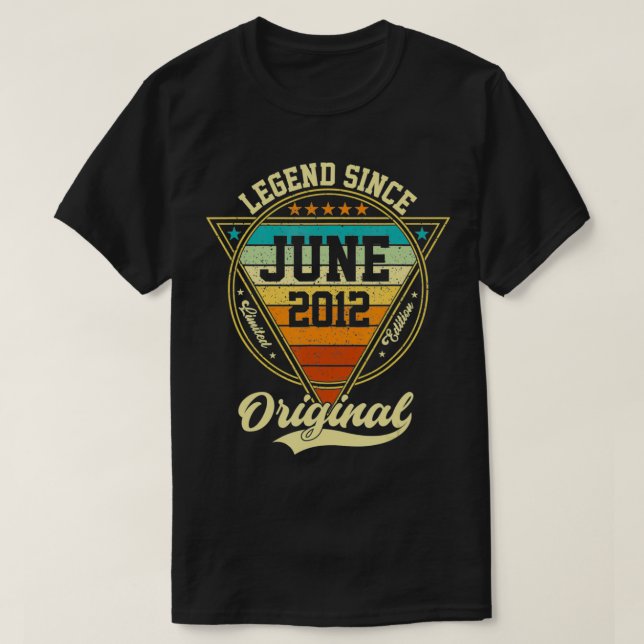 10th Birthday Legend Since June 2012 10 Years Old  T-Shirt (Design Front)