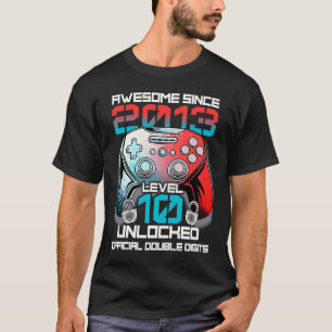 10th Birthday Level 10 Unlocked Awesome Since 2013 T-Shirt