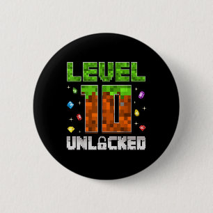 10th Birthday Level 10 Unlocked Kids 10 Year Old G 6 Cm Round Badge