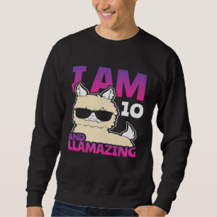 10th Birthday Llama 10 Years Old Awesome Since 201 Sweatshirt