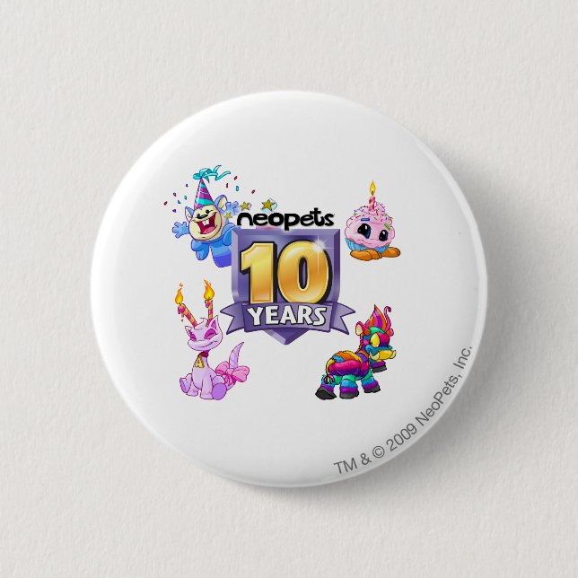10th Birthday Logo 6 Cm Round Badge (Front)