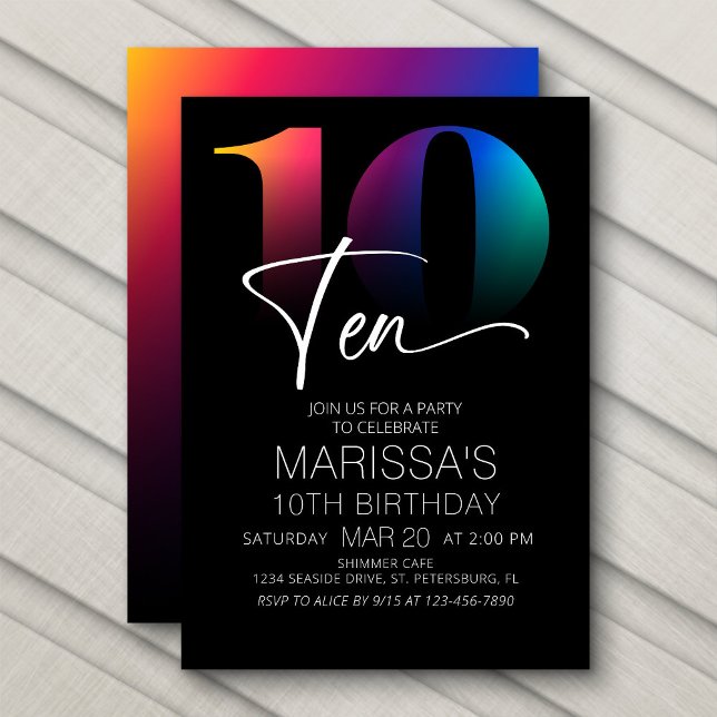 10th Birthday Modern Invitation (Creator Uploaded)