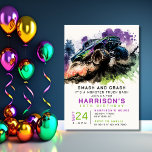 10th Birthday Monster Truck Smash Crash Boy Invitation<br><div class="desc">10th Birthday Monster Truck Smash Crash Boy Kids Invitation Invite Printable Instant Download Digital Einvitation Evite features a watercolor monster truck driving through the dirt with the text "Smash and Crash it's a monster truck bash" in modern typography script. Perfect for kids tenth birthday party celebrations. Send in the mail...</div>