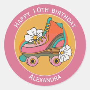 10th birthday name roller skate cute pink Sticker