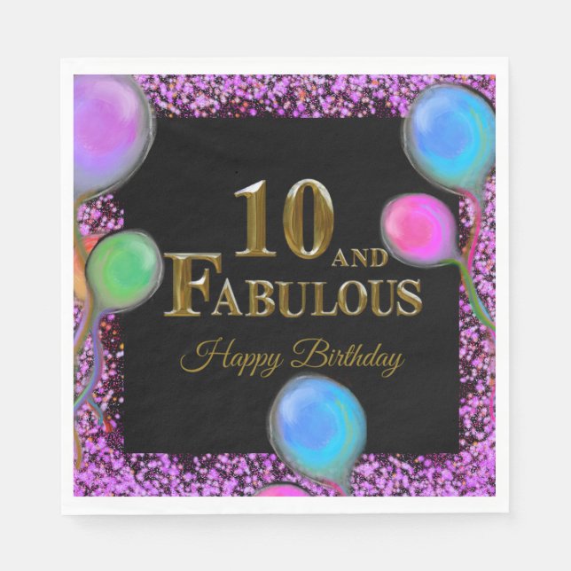 10th  Birthday  Napkin (Front)