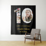 10th Birthday Number 10 Photo Collage Modern Black Tapestry<br><div class="desc">Mark ten years of wonderful memories and adventures with this captivating 10th Birthday Number Photo Collage. This customisable template is the perfect blend of creativity and sentiment, allowing you to create a truly memorable gift for your loved one's special day. Capture the essence of incredible years in a single masterpiece...</div>
