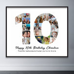 10th Birthday Number 10 Photo Collage Picture Poster<br><div class="desc">Mark a decade of wonderful memories and adventures with this captivating 10th Birthday Number Photo Collage. This customisable template is the perfect blend of creativity and sentiment, allowing you to create a truly memorable gift for your loved one's special day. Capture the essence of ten incredible years in a single...</div>
