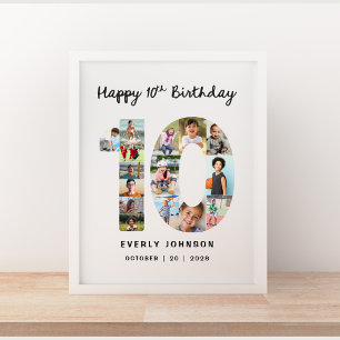 10th Birthday Number Photo 16x 20in Collage Poster